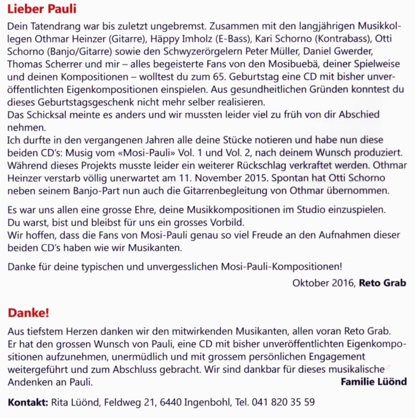 Begleittext zu den 2 CD's.